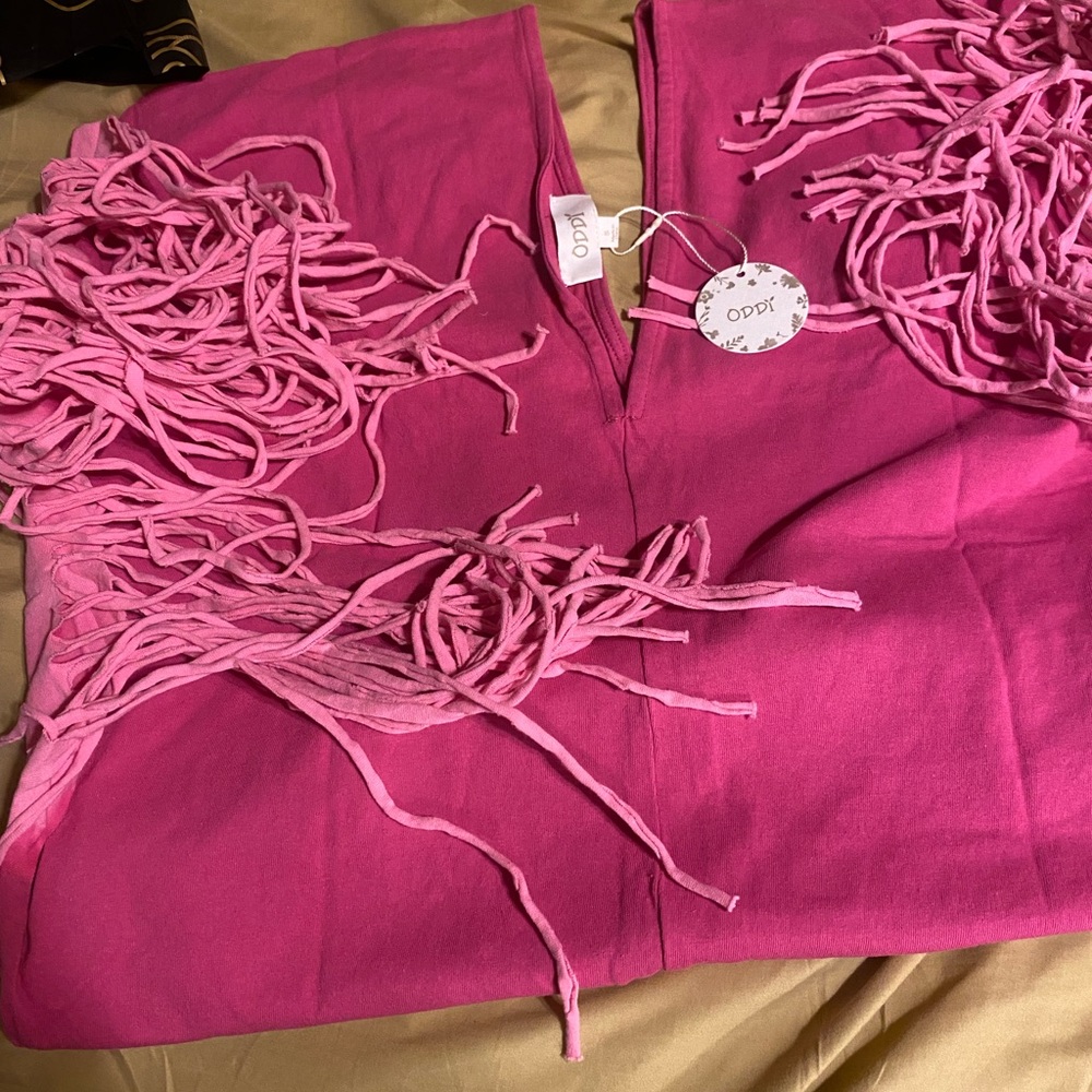ODDY Fuchsia Scarf with Fringe